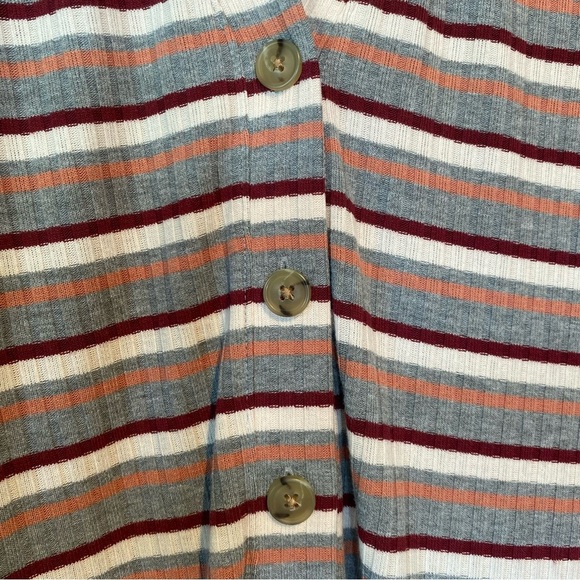 Loft Stripe Ribbed Button Down Long Sleeve Duster Cardigan Dress Size XXS - Picture 13 of 16